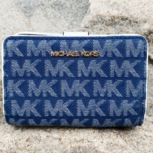 Michael Kors Bifold Zip Coin Wallet Denim MK - Picture 2 of 7